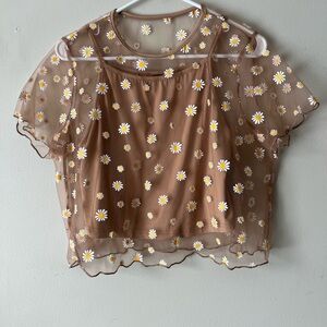 SHEIN Daisy Sheer Blouse